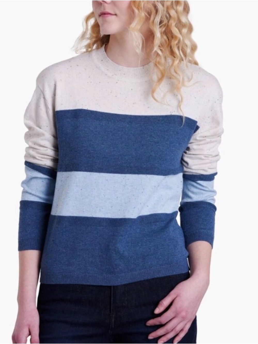 Kuhl Outdoor Gorpcore PNW Granola Nature Valencia Striped Sweater Navy Blue L